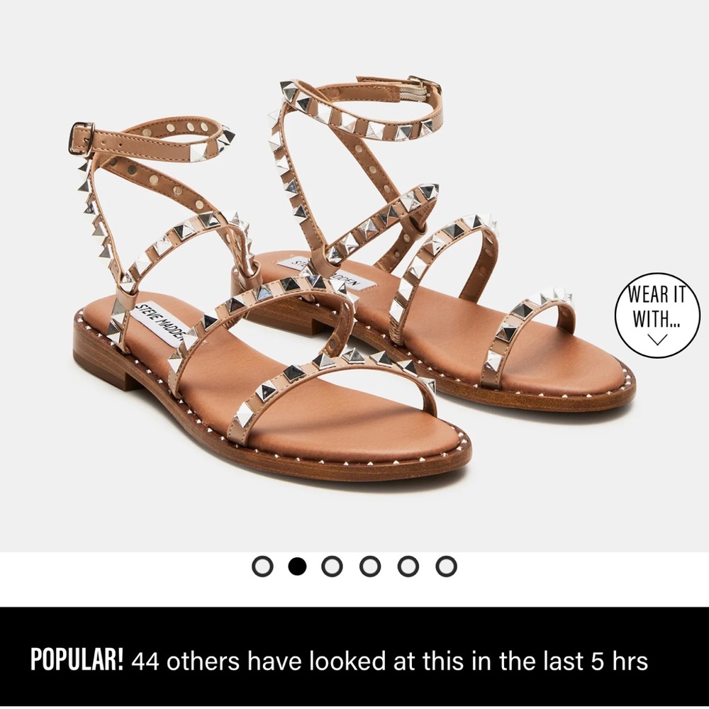 Steve Madden Tan Silver Studded Sandals